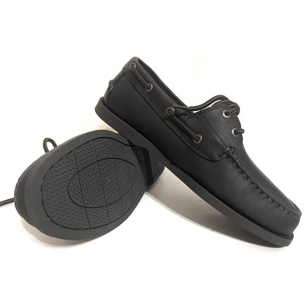 Dockers Mens Black Vargas Genuine Leather Casual Classic Rubber Sole Boat Shoe 7